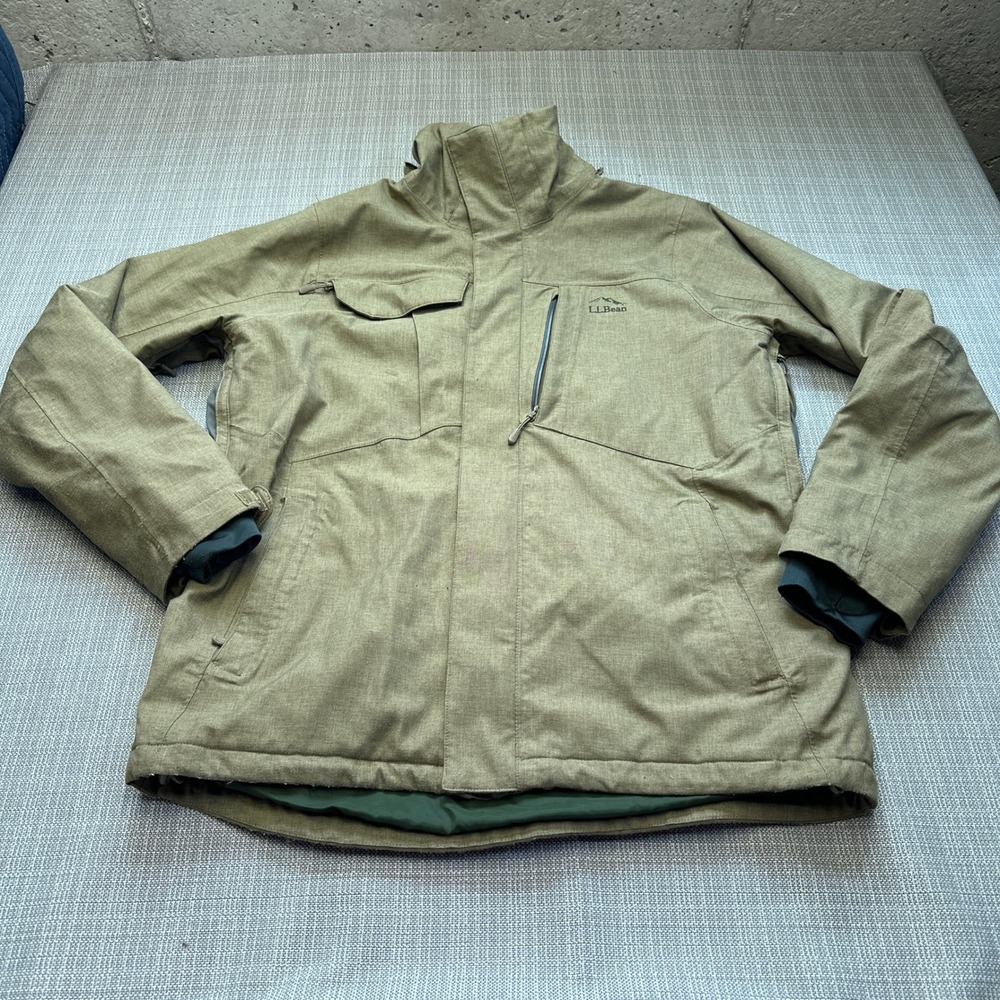 LL Bean Ski Jacket Mens Medium Green TEK Insulated Waterproof Coat 297801